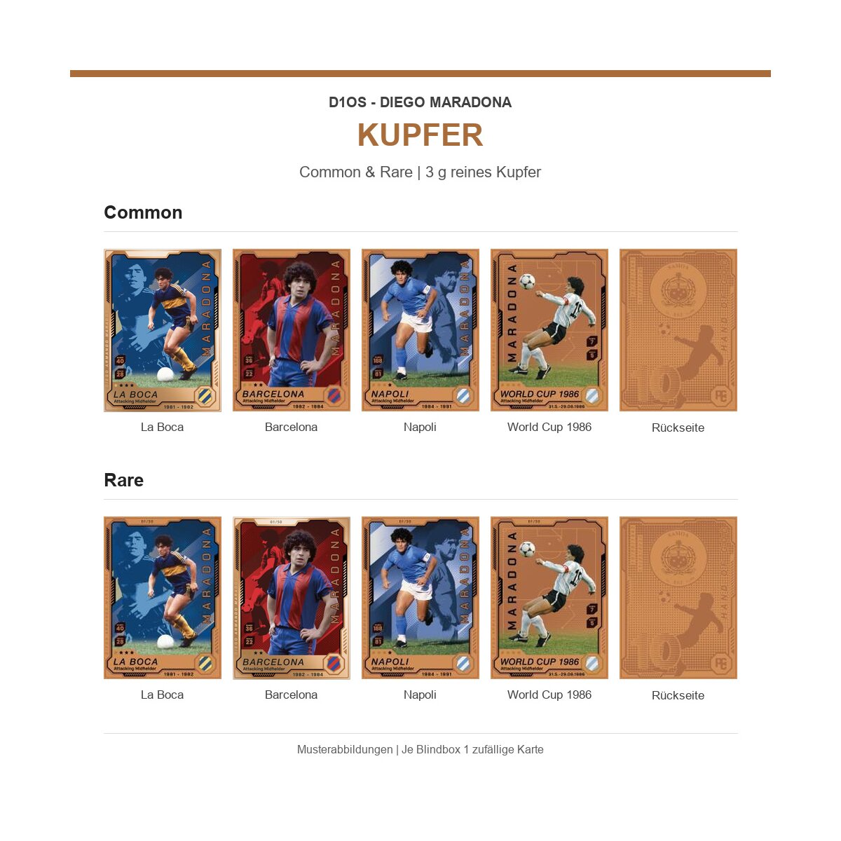 PCCards Maradona Edelmetall-Karte – mögliche Kartenvariante