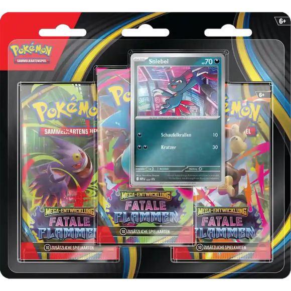 Pokemon Mega Entwicklung  Fatale Flammen 3 Pack Blister Deutsch